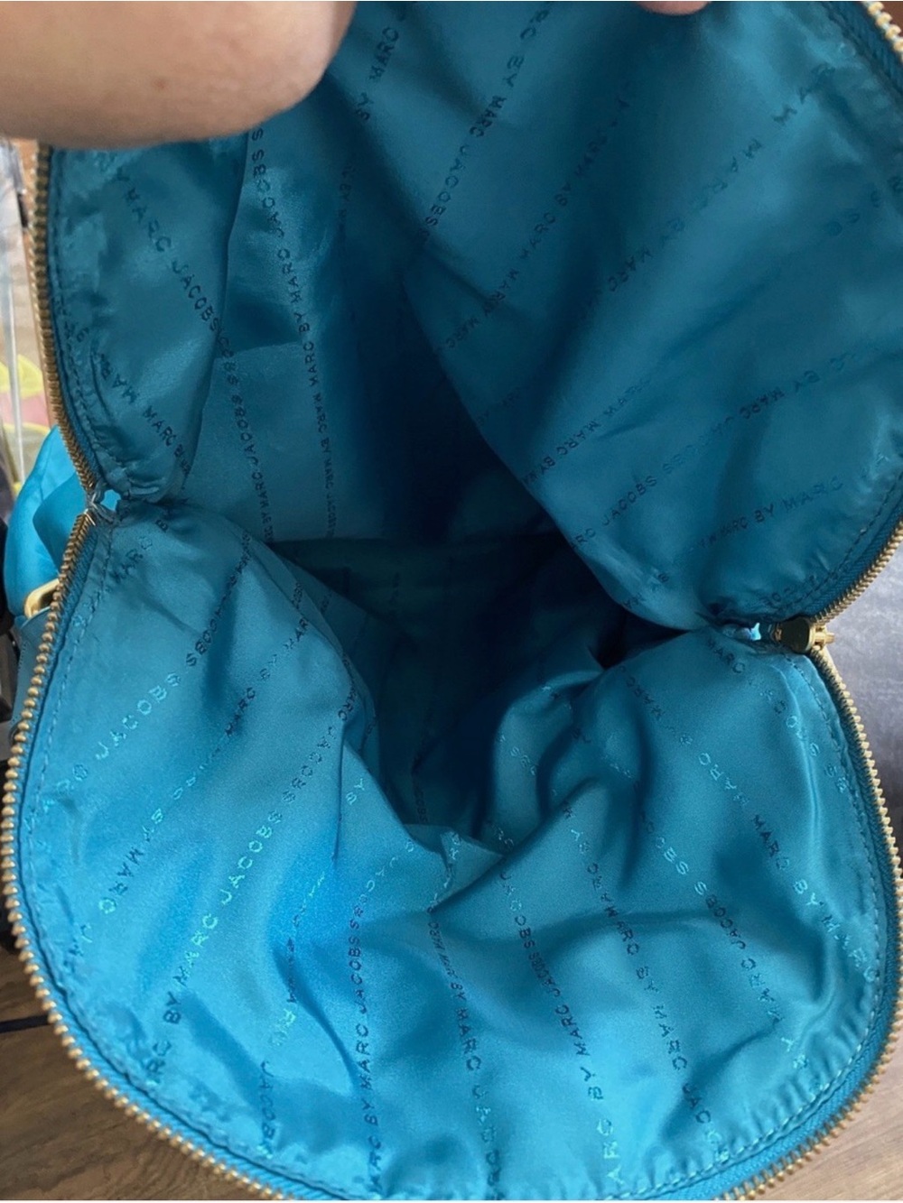 Marc by Marc Jacobs Teal Nylon Crossbody with Gold Accents - Picture 3 of 5